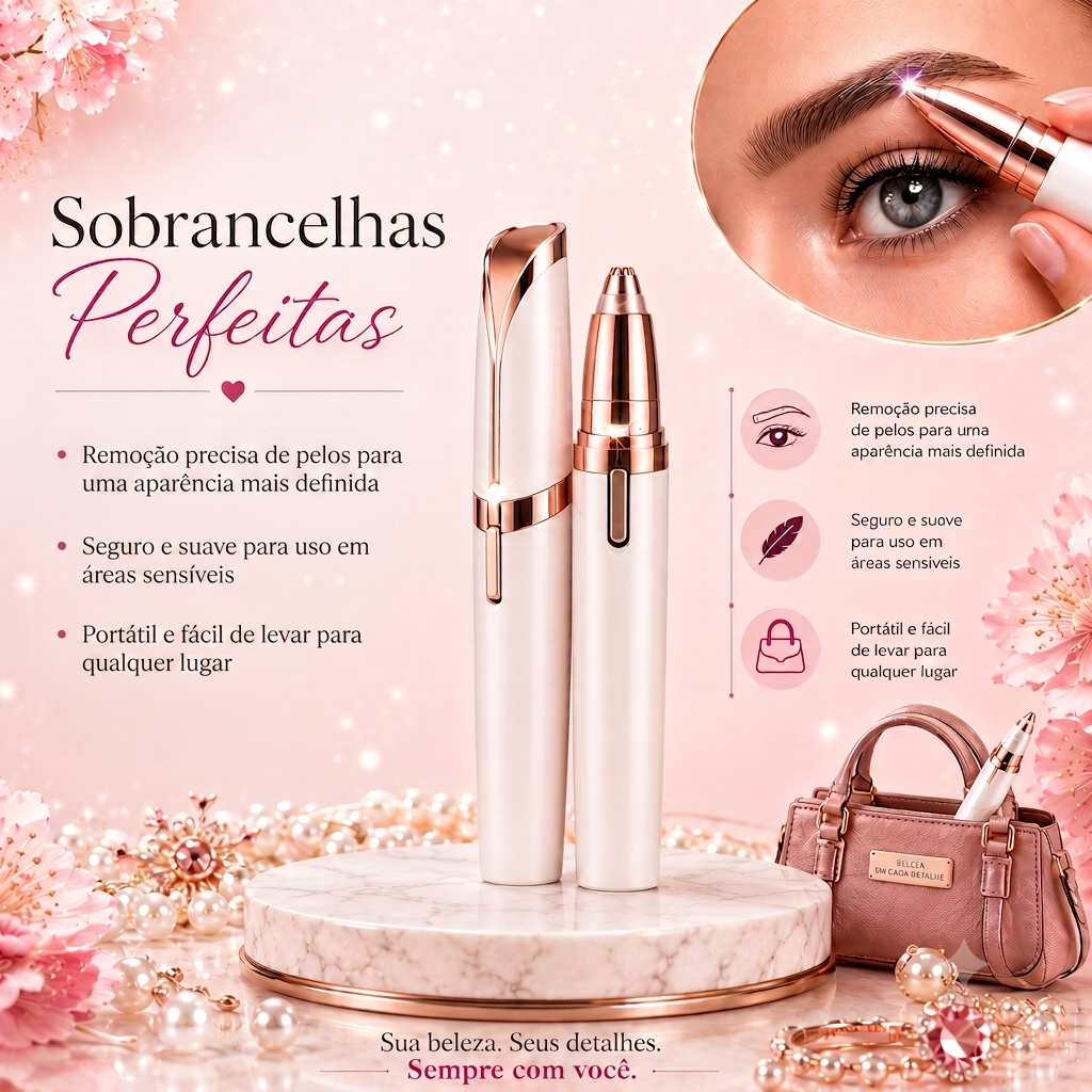 Caneta Depiladora de Sobrancelha USB Recarregável Portátil