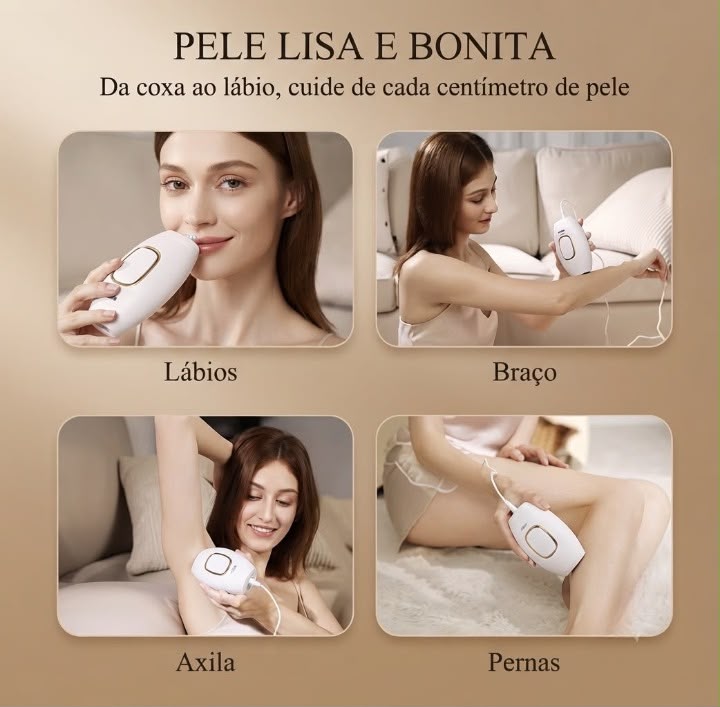 Removedor de Pelos IPL Portátil para Rosto, Corpo e Virilha