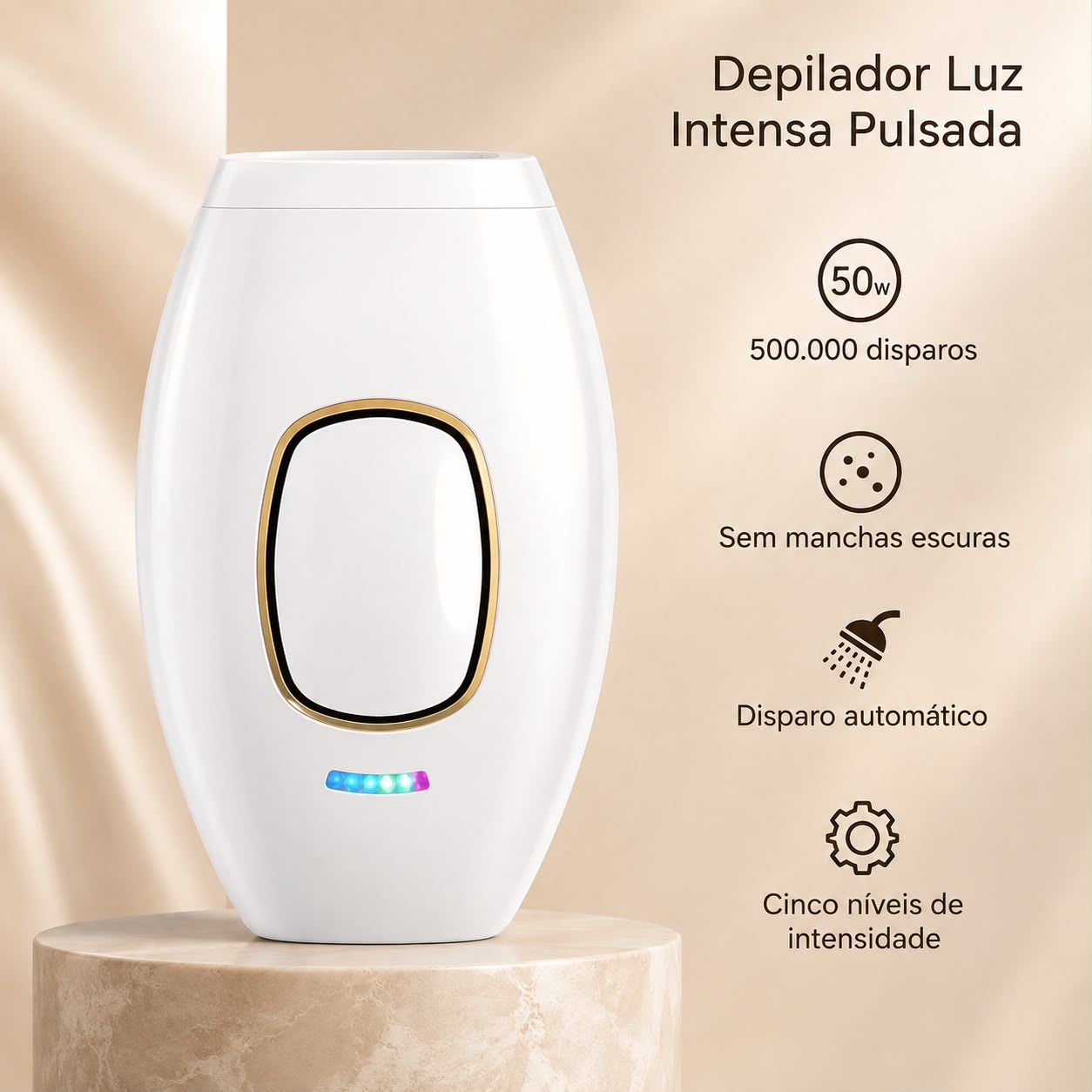 Removedor de Pelos IPL Portátil para Rosto, Corpo e Virilha